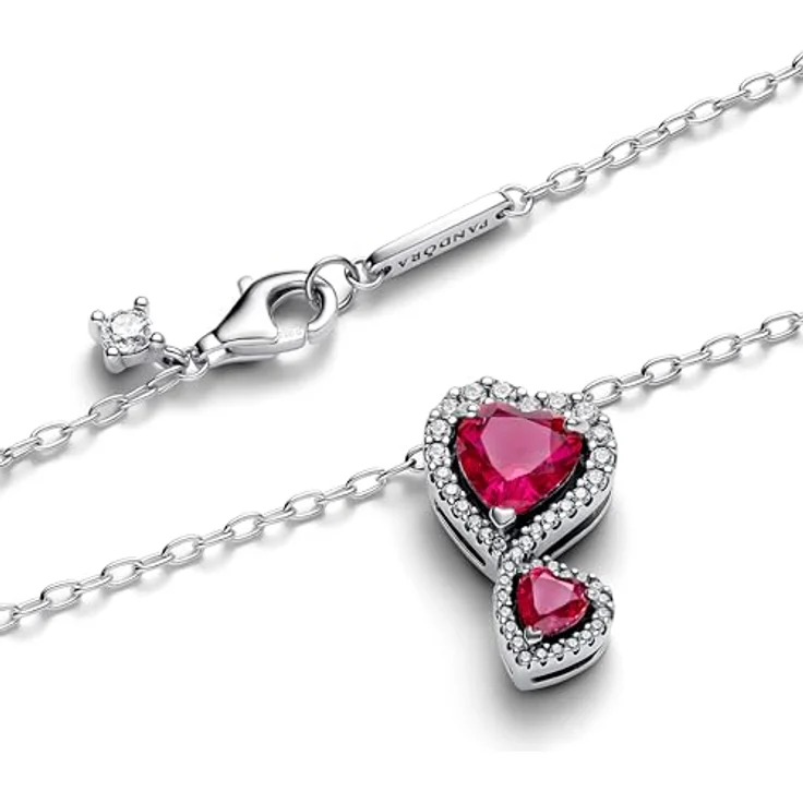 PANDORA PandoraTimeless Roter Strahlenkranz Herzen Anhänger Halskette aus Sterling Silber mit Zirkonia, 60 cm verstellbar – Bild 3
