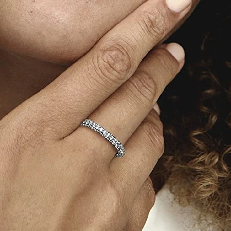 PANDORA Timeless Einreihiger Pavé Ring aus Sterling Silber mit Cubic Zirkonia, Größe 52, 192627C01-52 – Bild 5