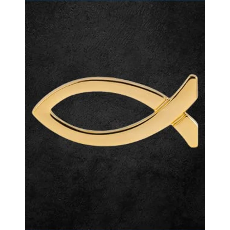 MaMeMi Anstecknadel ICHTHYS Fisch, goldfarbene religiöse PIN – 2 cm, ideales Geschenk zur Taufe, Konfirmation, Kommunion auf schöner Trägerkarte – Bild 2