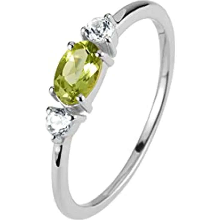 JACQUES LEMANS Damenring, Sterlingsilber 925 mit Peridot, silberfarben
