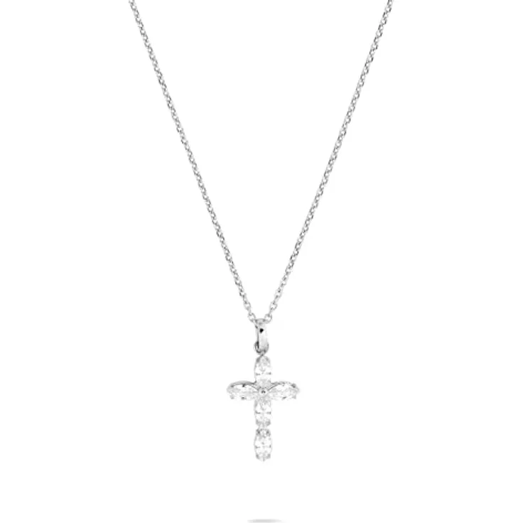 Tamaris Necklace Edelstahl, Halskette mit Kreuz-Anhänger in Silber, verstellbar bis 47 cm, wasserfest & hautfreundlich