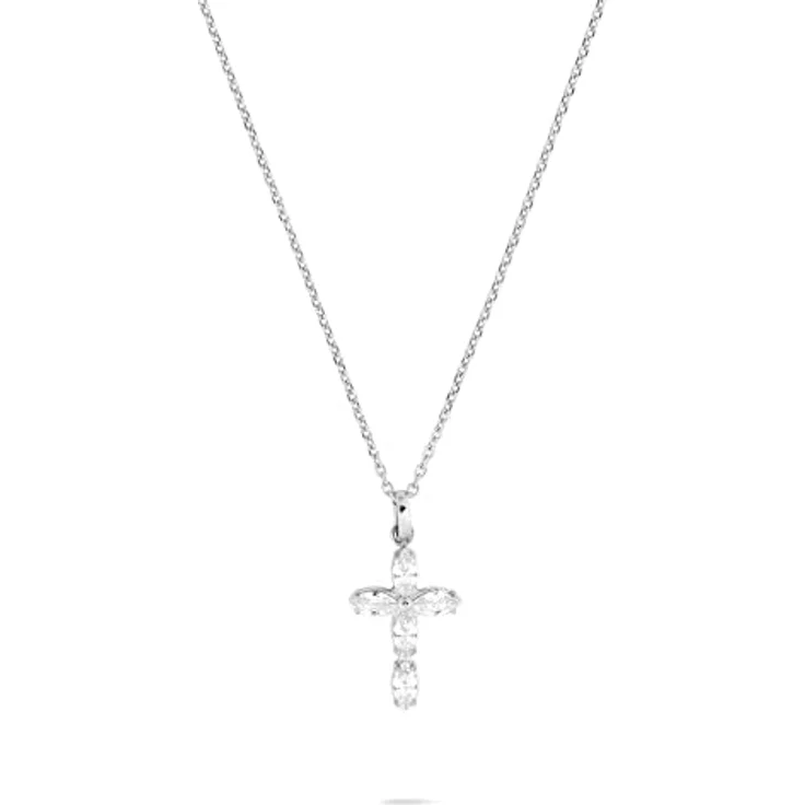 Tamaris Necklace Edelstahl, Halskette mit Kreuz-Anhänger in Silber, verstellbar bis 47 cm, wasserfest & hautfreundlich – Bild 1