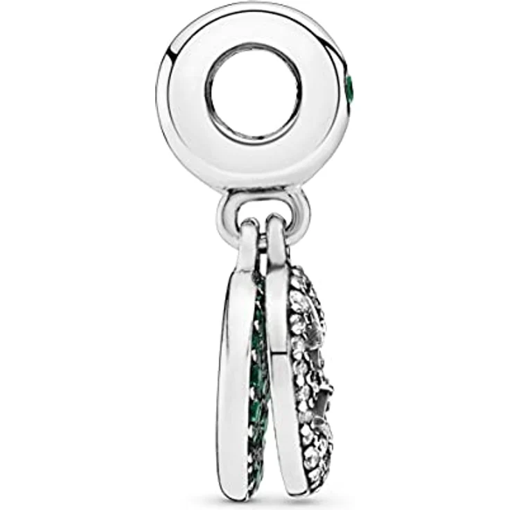 PANDORA Charm "Kleeblatt" grün, 925er Sterlingsilber mit grünen und weißen Kristallen, Größe 23,5 mm, Gravur "Anything is Possible" – Bild 3