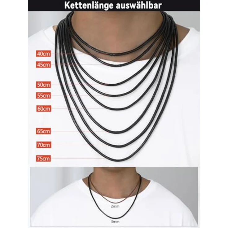 FaithHeart 2MM Lederband 40CM, Kunstleder Halskette für Anhänger in Schwarz/Braun, verstellbares Choker mit Edelstahlverschluss, ideal als Geschenk für Damen und Herren – Bild 4