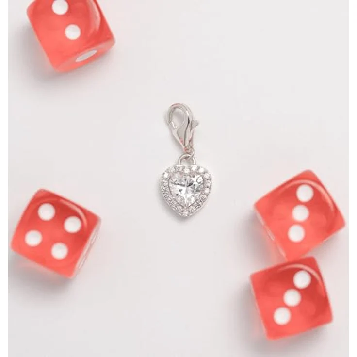 THOMAS SABO Charm Herz Charm, weiß, aus recyceltem Silber 925, mit synthetischen Zirkoniasteinen, Karabinerverschluss – Bild 3