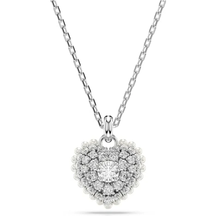 Swarovski Idyllia Herz-Anhänger, Rhodinierte Damenhalskette mit Swarovski Kristallen, Weiß – Bild 1