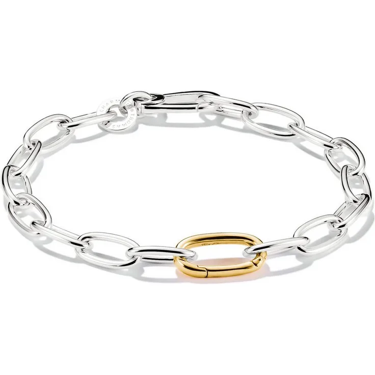 THOMAS SABO Charm-Armband Charm Club Connect, recyceltes Silber 925 mit Connect Link und sicherem Karabinerhaken