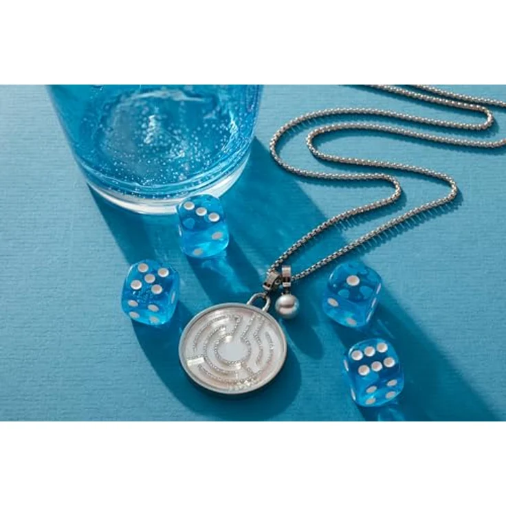 JEWELS BY LEONARDO Halskette Joy, lange Kette aus silberfarbenem Edelstahl mit Labyrinth-Anhänger, Zirkonia Steinchen, weißen Imitationsperlen, Perlmutt und Glas, 80-85 cm Länge – Bild 4