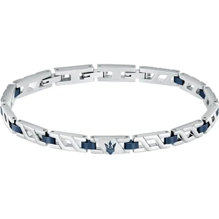 Maserati Stahlarmband, IP-Blau, mit blauem Dreizack, 18,5 + 3 cm, Iconic Collection – JM124AVD39