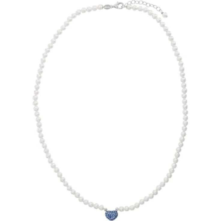 Amor Damen Kette mit Herz-Anhänger aus 925 Sterling Silber, 42+3 cm, mit Muschelkernperle und Kristall, inkl. Geschenkbox – Bild 2