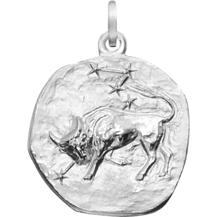 trendor Sternzeichen Stier Kettenanhänger 925 Silber, rund 20 mm, poliertes Motiv auf mattiertem Hintergrund, in Geschenkverpackung