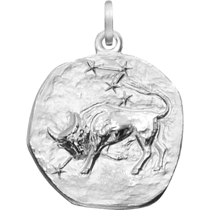 trendor Sternzeichen Stier Kettenanhänger 925 Silber, rund 20 mm, poliertes Motiv auf mattiertem Hintergrund, in Geschenkverpackung – Bild 1