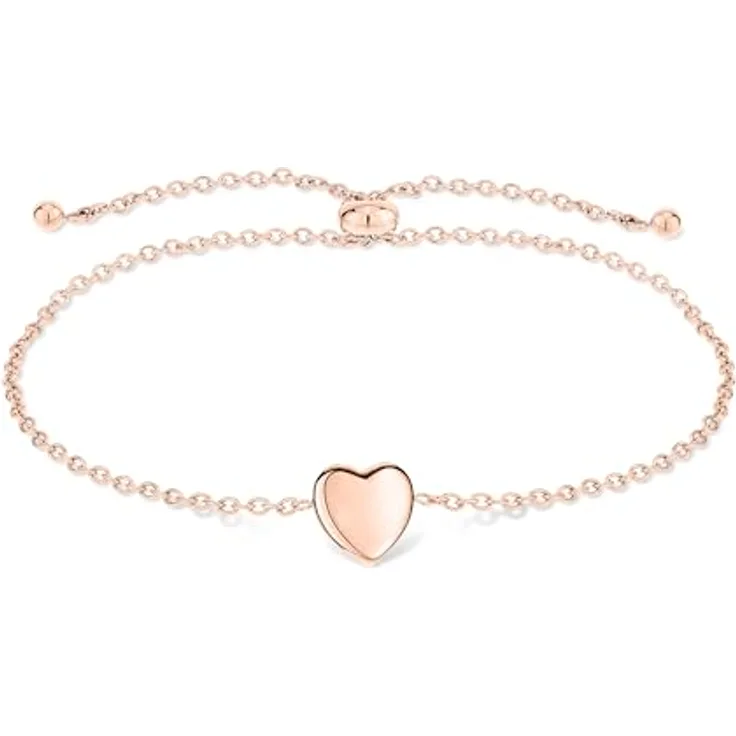 Tamaris Armband TJ-0626-B-23, Edelstahl IP Roségold mit filigranem Herzanhänger, 23 cm