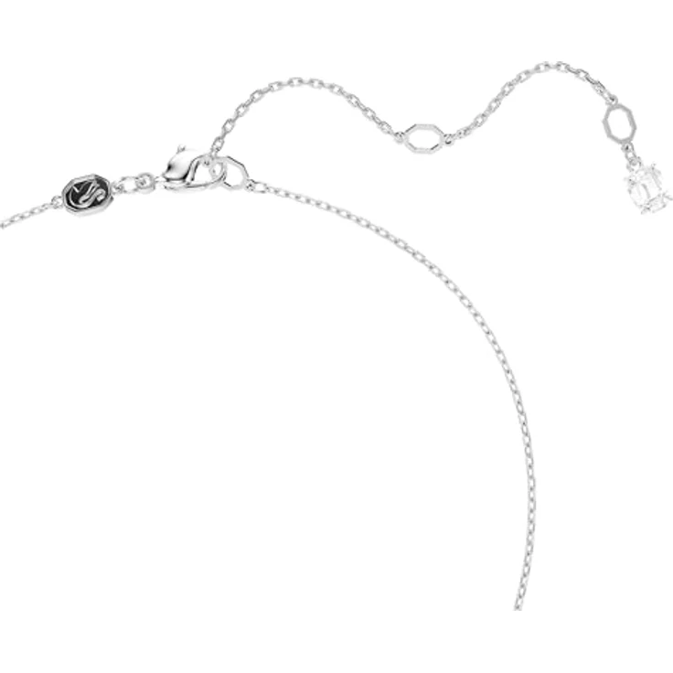 Swarovski Stilla Halskette, Rhodinierte Damenhalskette mit Blauem Anhänger und Strahlenden Kristallen im Rundschliff – Bild 5
