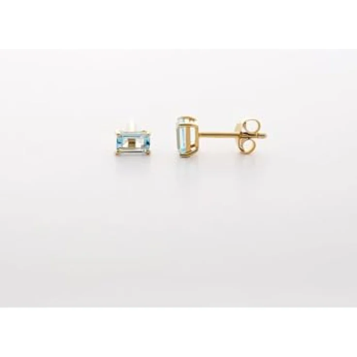CHRIST Damen-Ohrstecker 585er Gelbgold mit grünem Peridot im Smaragdschliff, Blau – Bild 2