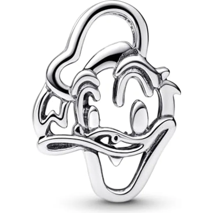 PANDORA Disney Donald Duck Charm-Anhänger, offen gearbeitet aus Sterling-Silber, kompatibel mit Moments, Maße: 7 x 13,5 x 9,5 mm, 793909C00