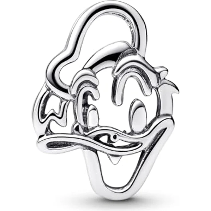 PANDORA Disney Donald Duck Charm-Anhänger, offen gearbeitet aus Sterling-Silber, kompatibel mit Moments, Maße: 7 x 13,5 x 9,5 mm, 793909C00 – Bild 1