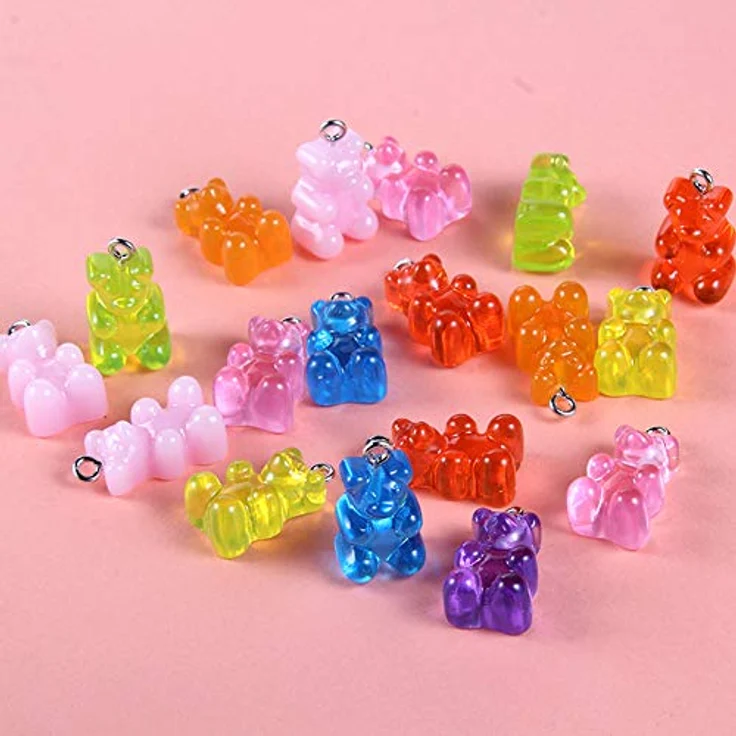 Feelava 100 Stück Bär Anhänger aus Kunstharz, bunt, 10 Farben, perfekt für DIY Schmuck und Handwerk – Bild 4