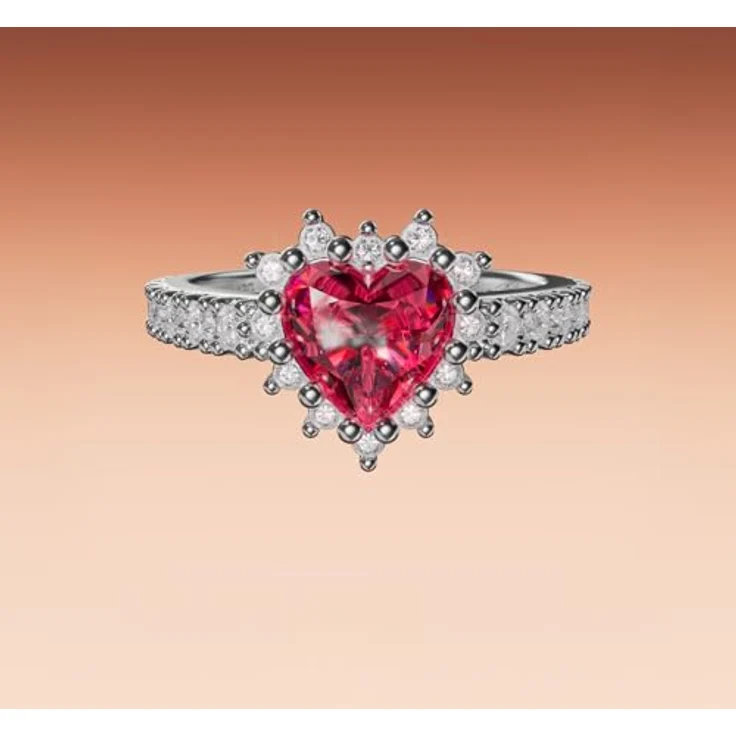 THOMAS SABO Fingerring Romance Herz-Ring, mit lab-grown Rubin und Zirkonia, romantisches Design – Bild 3