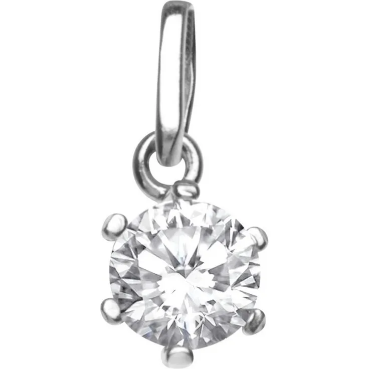 OSTSEE-SCHMUCK Kettenanhänger Folina, Silber 925/000 mit 6 mm Zirkonia, Innendurchmesser 2,1 mm