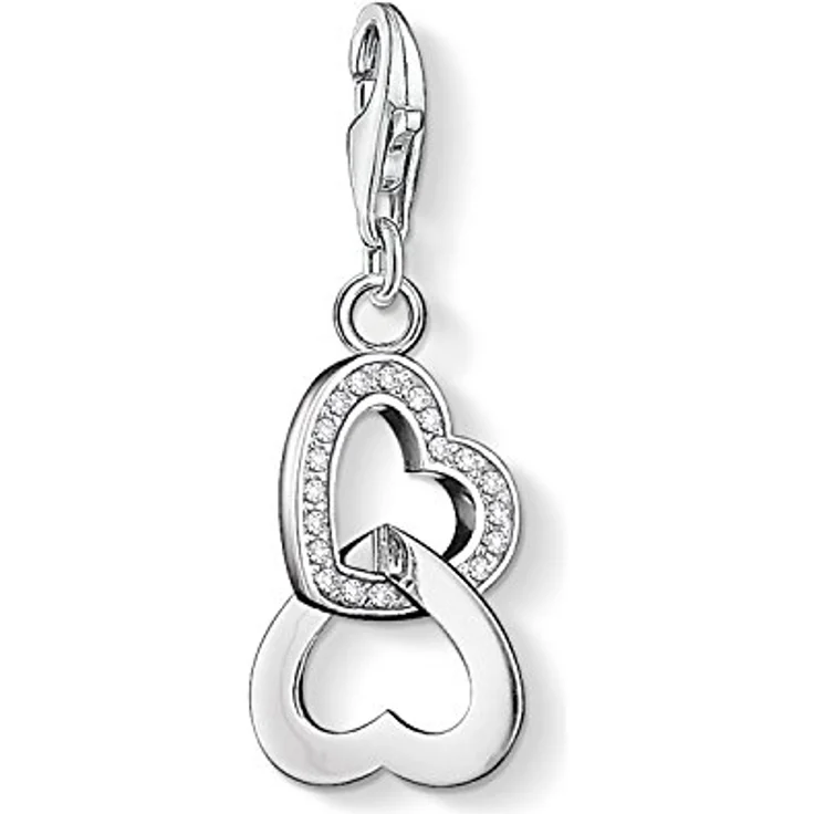 Thomas Sabo Charm-Anhänger Herzen Zirkonia, 925 Sterling Silber, Charm Club mit Karabinerhaken, individuell kombinierbar – Bild 1