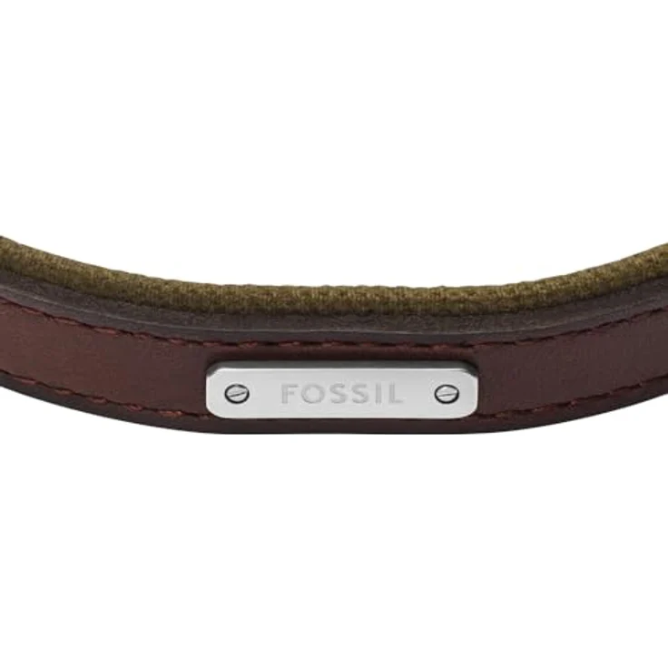 Fossil Everett Herren Armband, braunes Leder mit sicherer Dornschließe, 282 mm Länge – Bild 3