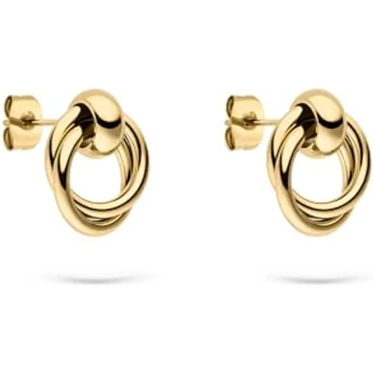 s.Oliver Ohrring - Elegante goldene Ohrstecker aus poliertem Edelstahl - Wasserfest & hautfreundlich, 16 mm