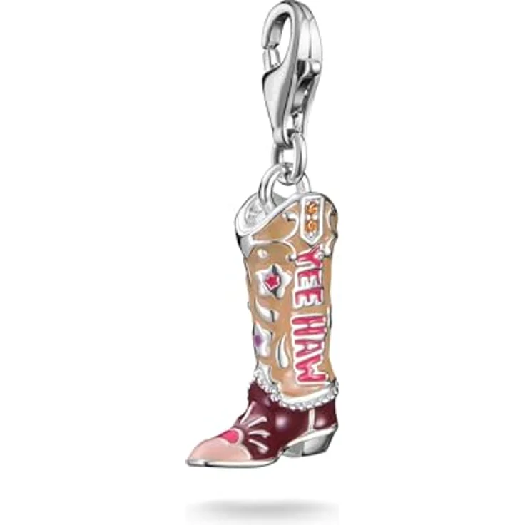 THOMAS SABO Charm-Anhänger Cowboy-Stiefel, Silber mit Zirkonia und Karabinerverschluss, ca. 28 mm hoch – Bild 1