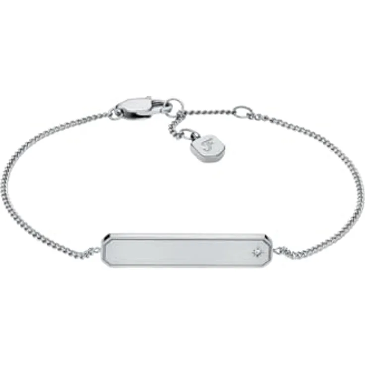 Fossil Sadie Damen Edelstahlarmband, silberfarben, poliertes Finish, 16,5 cm + 2,5 cm verstellbar