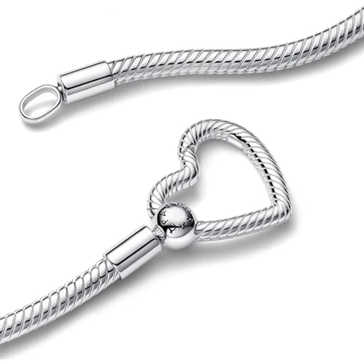 Pandora Silberkette 393377C00-45, Damen-Collier aus 925 Silber, 3 mm Stärke, 45 cm Länge, Herz-Verschluss – Bild 2