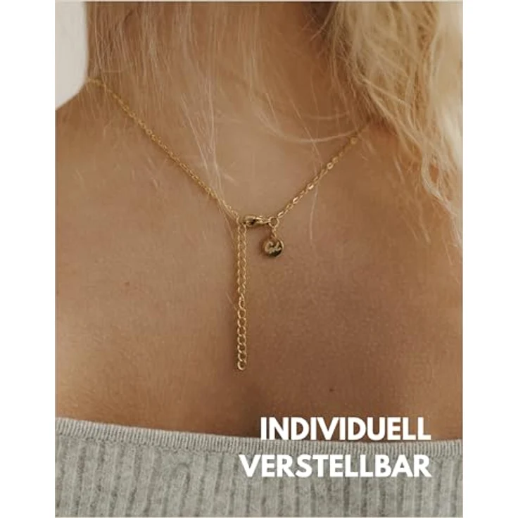 GD GOOD.designs Sternzeichen Kette Gold 18 Karat, wasserfest, vergoldete Edelstahl-Halskette mit individuell einstellbarem Horoskop Anhänger für Damen – Bild 4