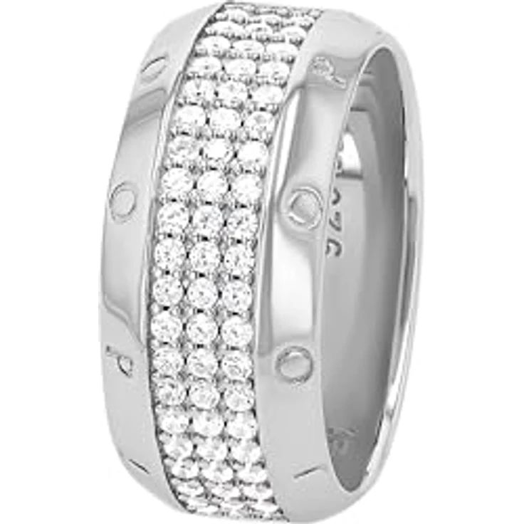 JOOP! Damenring 925 Sterling Silber mit 135 Zirkonia Steinen, Weiß, 10 mm breit, in Schmuck Geschenk Box – Bild 5