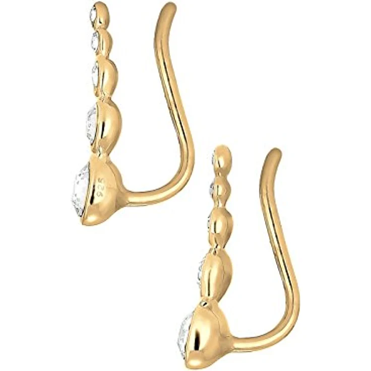Elli Earcuffs Silber 925 Vergoldet 24K, Ohrmanschetten Damen Ohrringe mit Kristallen 0.015ct, 0.06ct, 0.1ct, 0.24ct, Länge 17.5mm – Bild 4