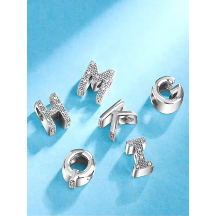Anduonie Buchstabe Charm Anhänger Silber 925, roter Bead Anhänger für europäische Armbänder und Halsketten, Lochgröße 4.5mm-5.0mm, Modell (Z) – Bild 4