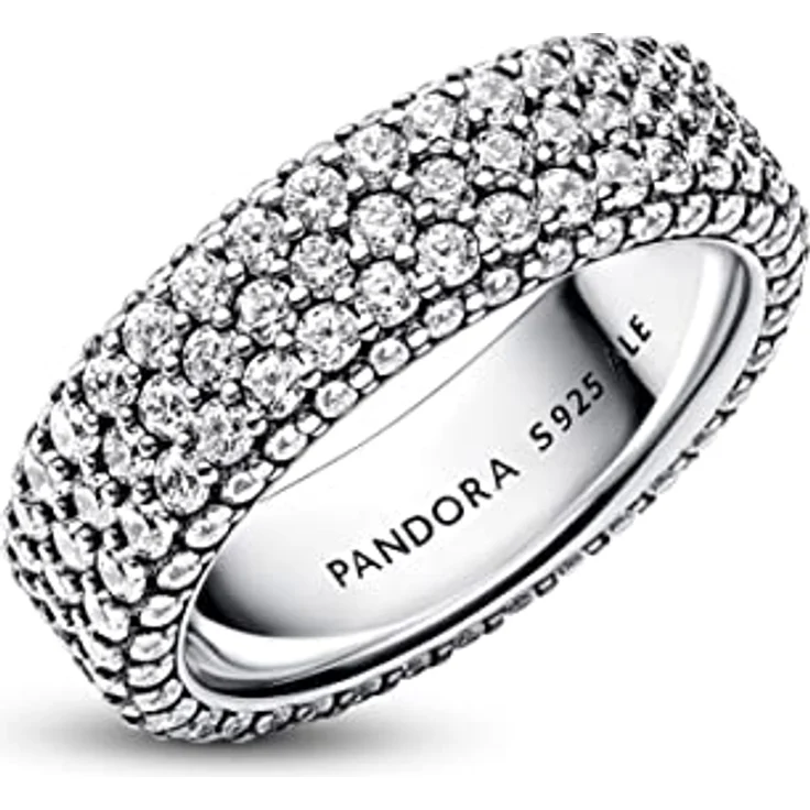 PANDORA Timeless Dreireihiger Pavé Ring, Sterling Silber mit Cubic Zirkonia, Größe 56, 192634C01-56 – Bild 2