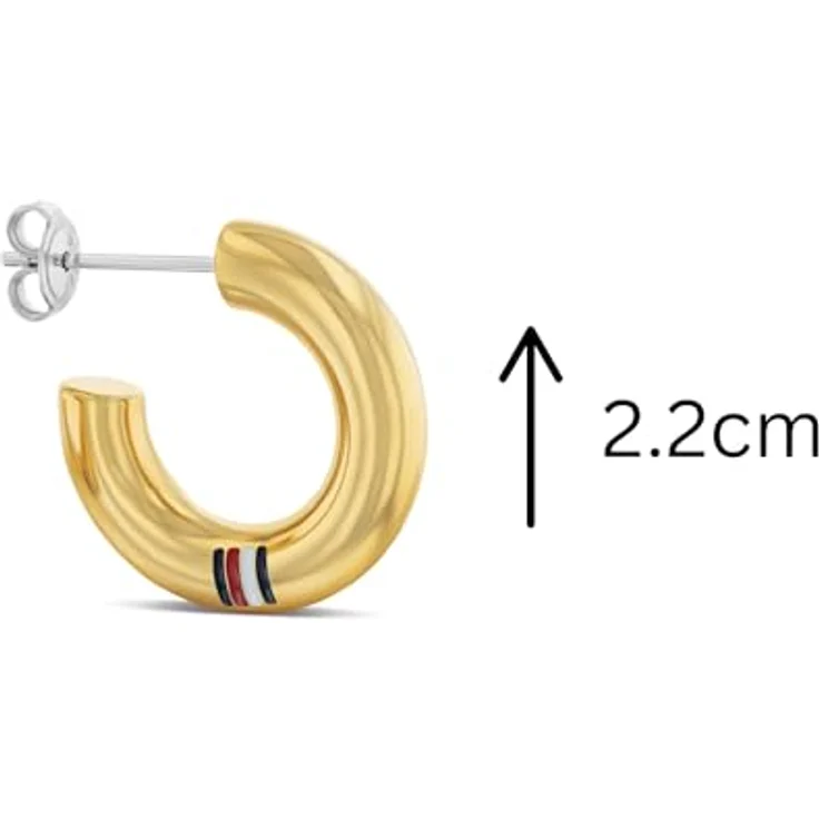Tommy Hilfiger Jewelry Creolen für Damen, goldfarbener Edelstahl mit Schmetterlingsverschluss, 2,2 cm – Bild 2