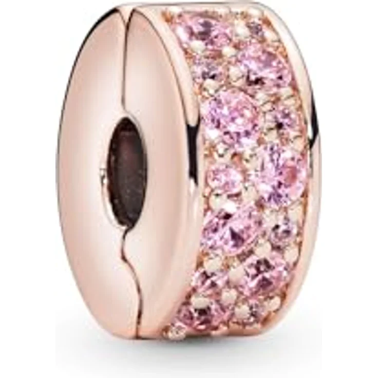 PANDORA Moments Collection, Rosafarbener Pavé Clip aus 14 Karat rosévergoldeter Metalllegierung mit Cubic Zirkonia – Bild 2