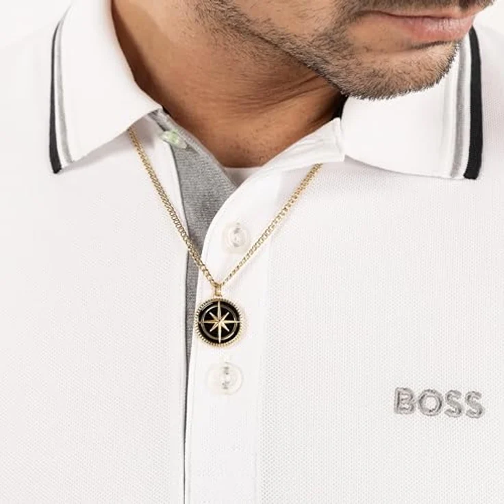BOSS Jewelry NORTH Herren-Halskette aus Edelstahl mit Gelbgold-beschichtung und Kompass-Anhänger, 558 mm – Bild 4