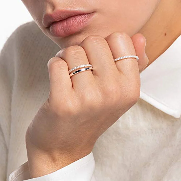THOMAS SABO Damen-Ring TR2316-051-14-54, doppeltreihig mit weißen Steinen aus 925 Sterling Silber – Bild 3