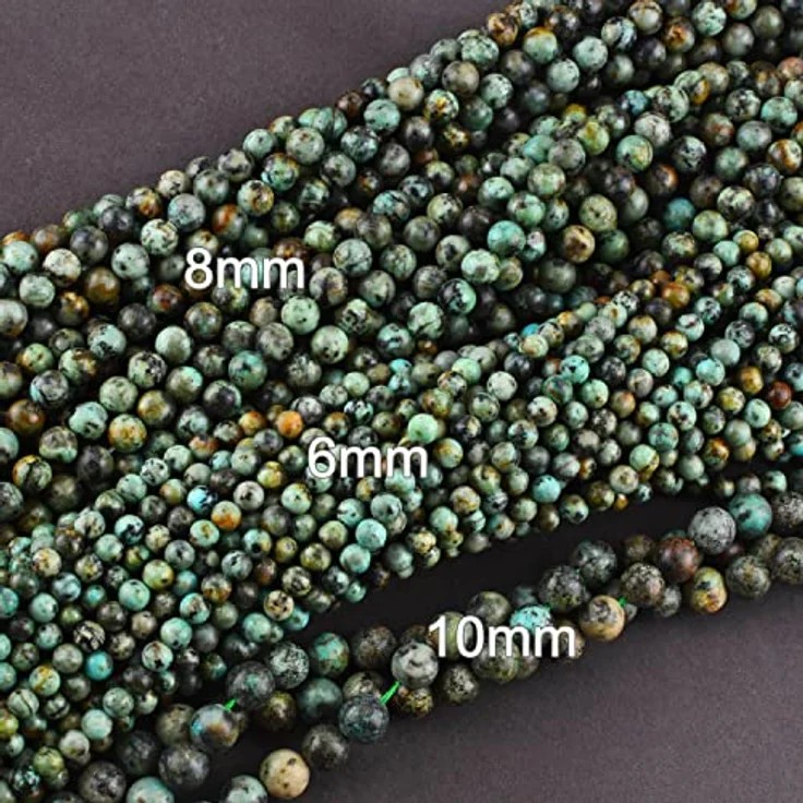 SKYBEADS Natürliche Grüne Türkis Stein Perlen, Runde 6mm, 38cm Strang mit ca. 60 Stück zum Auffädeln – Bild 5
