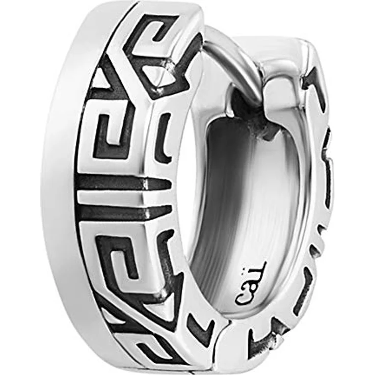 caÏ Herren Single-Ohrring 925/- Sterling Silber, 1,3cm, matt/glanz, schwarz, ohne Stein, inkl. Etui – Bild 1