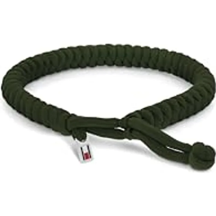 Tommy Hilfiger Herren Nylon-Armband, grünes Armband mit verstellbarem Schiebeknotenverschluss und ikonischer Flagge, 190 mm umfang
