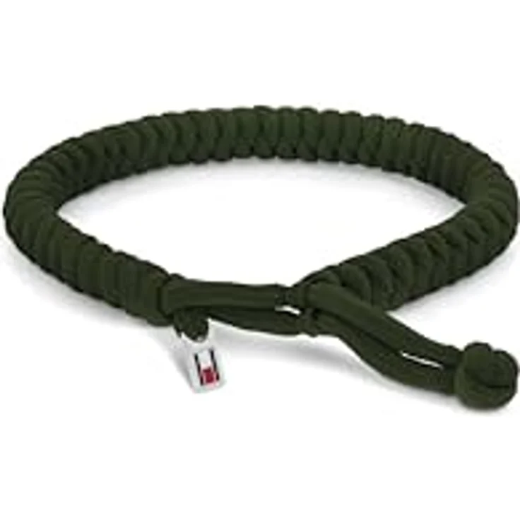 Tommy Hilfiger Herren Nylon-Armband, grünes Armband mit verstellbarem Schiebeknotenverschluss und ikonischer Flagge, 190 mm umfang – Bild 1