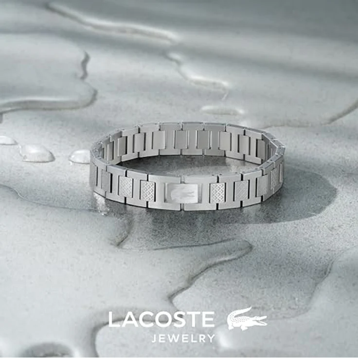Lacoste Gliederarmband METROPOLE, Edelstahlarmband mit Petit-Piqué-Muster, Innenumfang 19 cm, Kastenverschluss – Bild 4