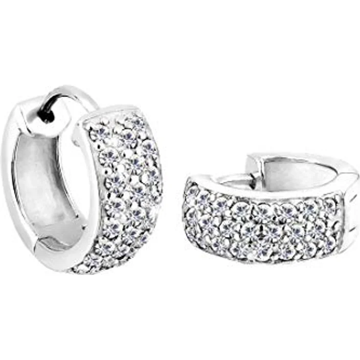 Elli Ohrringe Damen Creolen Funkelnd mit Kristallen, 925 Sterling Silber, handgefertigt, anlaufgeschützt, hochglanzpoliert – Bild 2