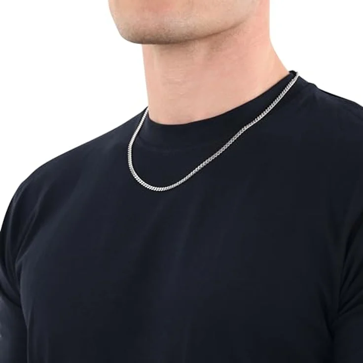 Amor 925 Sterling Silber Halskette für Herren, 55 cm, eleganter Halsschmuck in Geschenkbox – Bild 4
