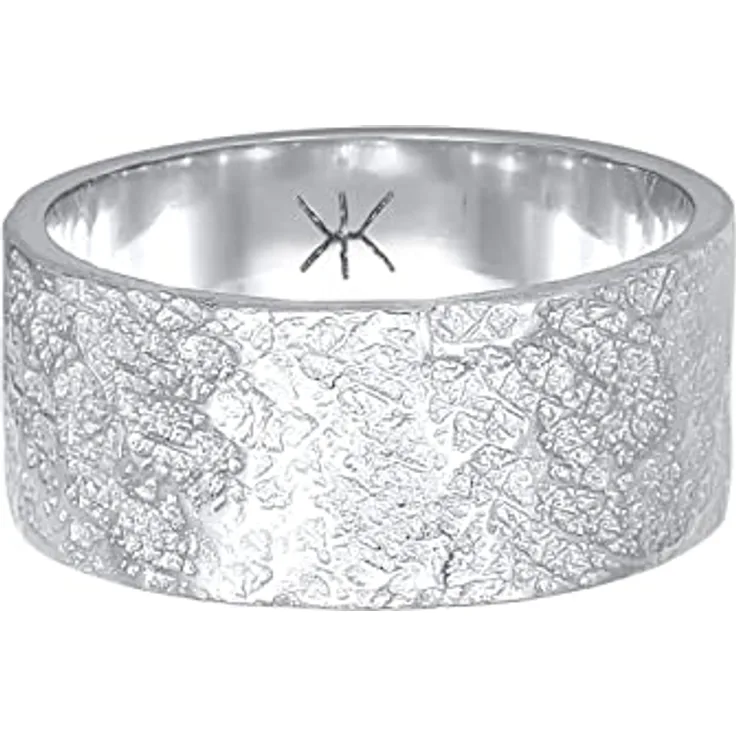 Kuzzoi Herrenring 9 mm, Massiv Handgeschmiedet aus 925 Sterling Silber, Cooler Ring im Used Look, Ringgröße 60-66