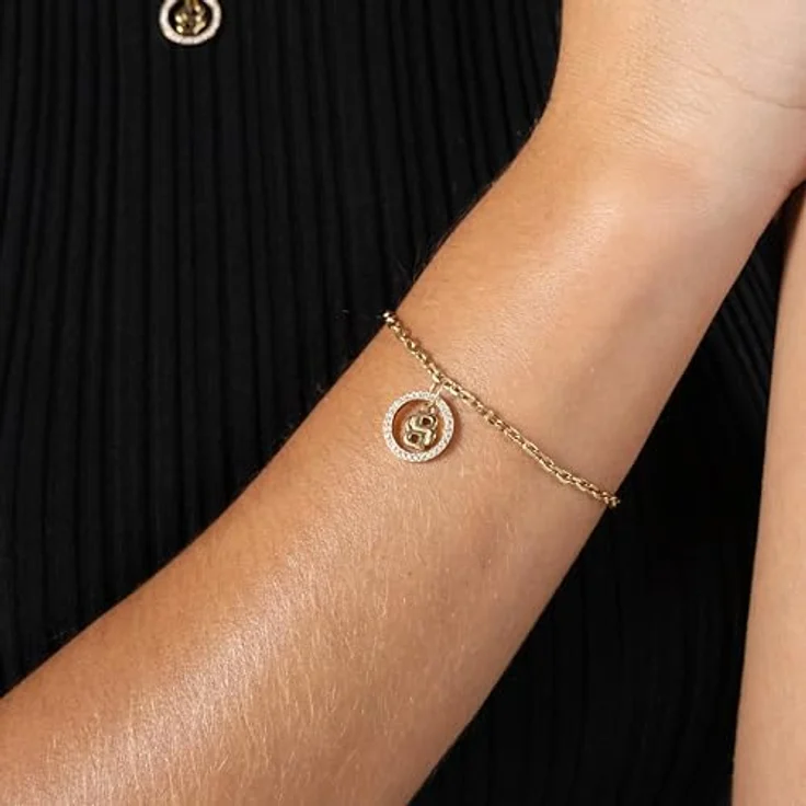 BOSS DOUBLE B DIVINE Damenarmband aus Edelstahl mit Gelbgold-Ionenplattierung und Kristallen, verstellbar - 1580807 – Bild 4