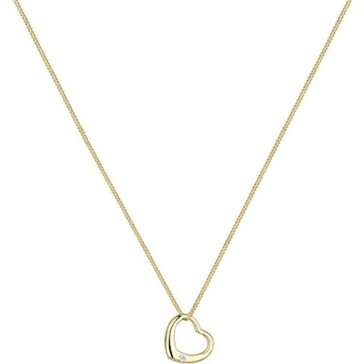 Elli DIAMONDS Halskette Damen Herz Love mit Diamant (0.03 ct.), 375 Gelbgold, handgefertigt, anlaufgeschützt, hochglanzpoliert – Bild 2