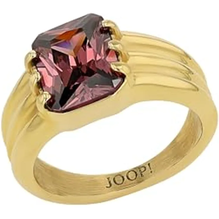 JOOP! Damenring aus Edelstahl, 11 mm, mit Zirkonia, gold, in Geschenkbox